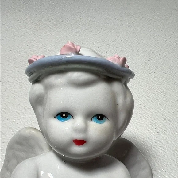 Porcelain Angel Figurine with Pink Accents - Picture 2 of 4
